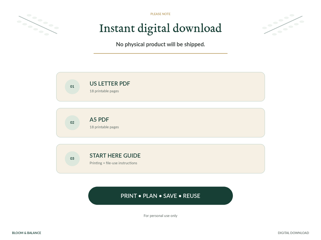 Instant digital download notice for the Holiday Spending & Savings Kit