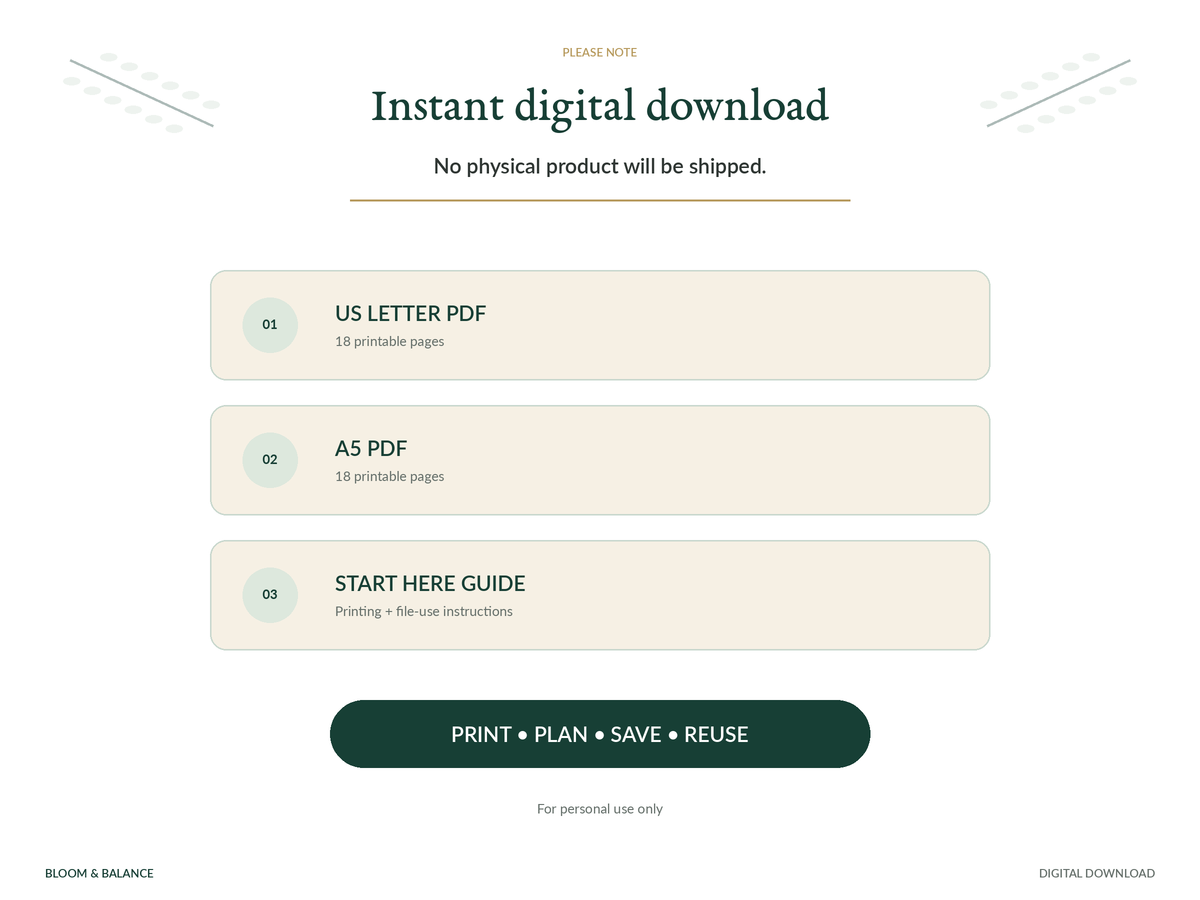 Instant digital download notice for the Holiday Spending & Savings Kit